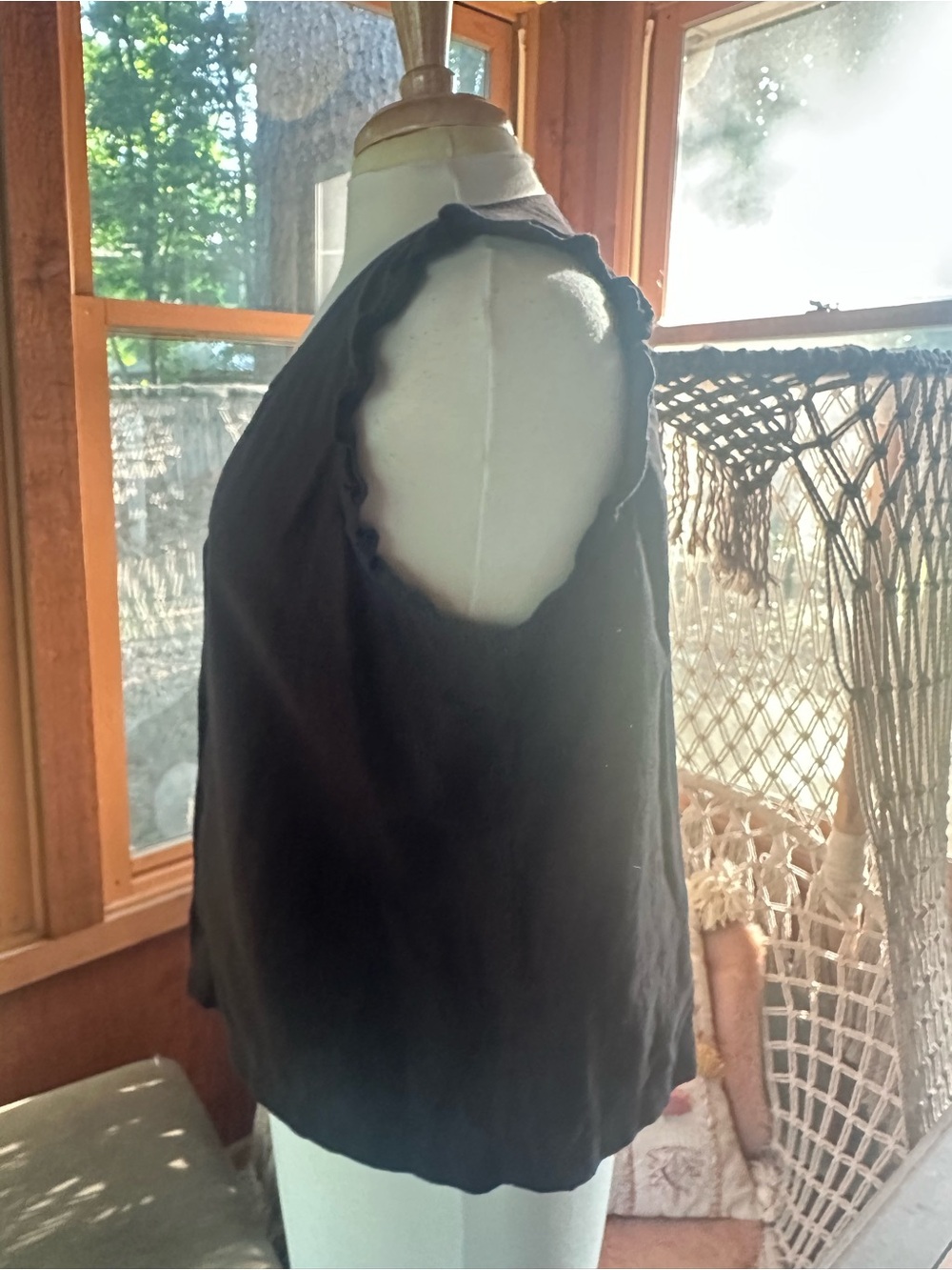 Maurices Black Ruffle Sleeve Button-Front Top - Picture 2 of 8